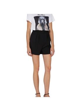 MaxMara Black High-Waist Pleated Shorts